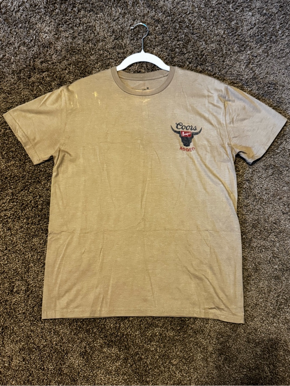 Coors Banquet Rodeo Logo Distressed Graphic Tee Beige Medium